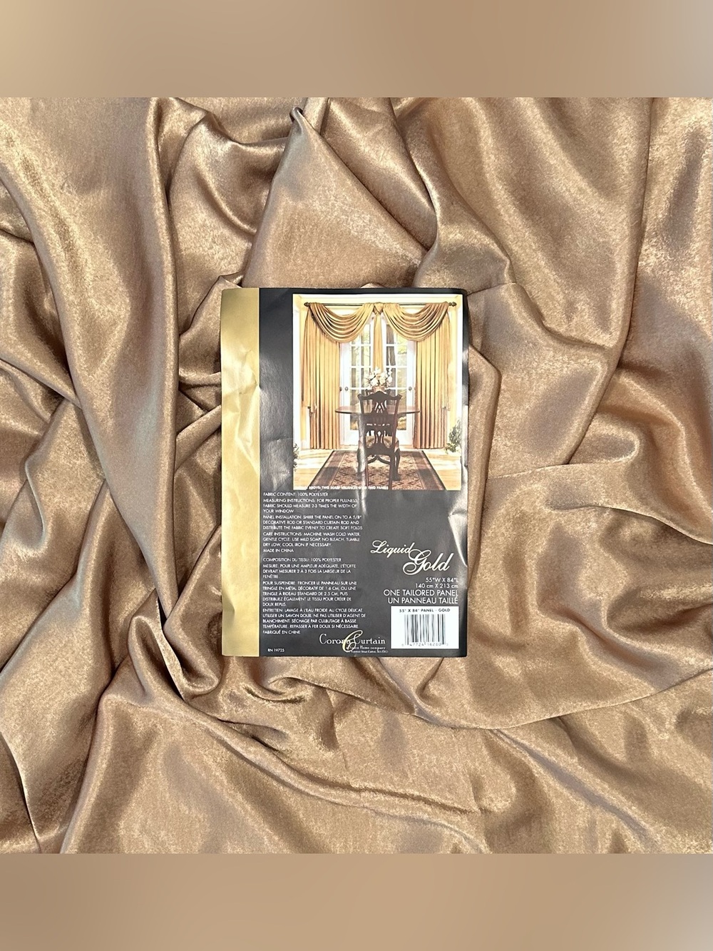 Corona Curtain Liquid Gold Tailored Panel  55”W X 84”L  Set of 2